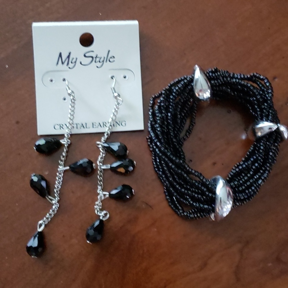Crystal Earrings & Stretchy Bracelet Set My Style